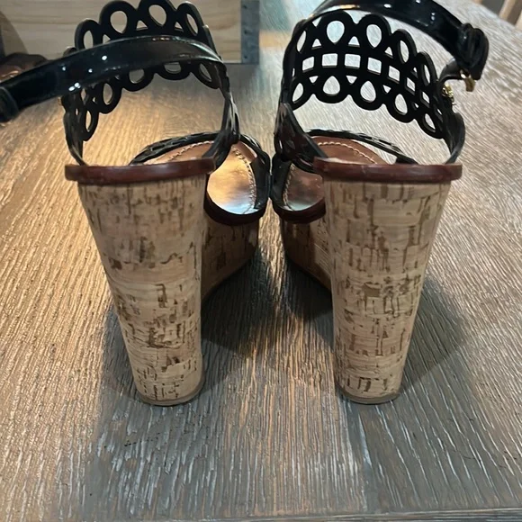 Tory Burch Black Patent Wedges - Picture 6 of 7